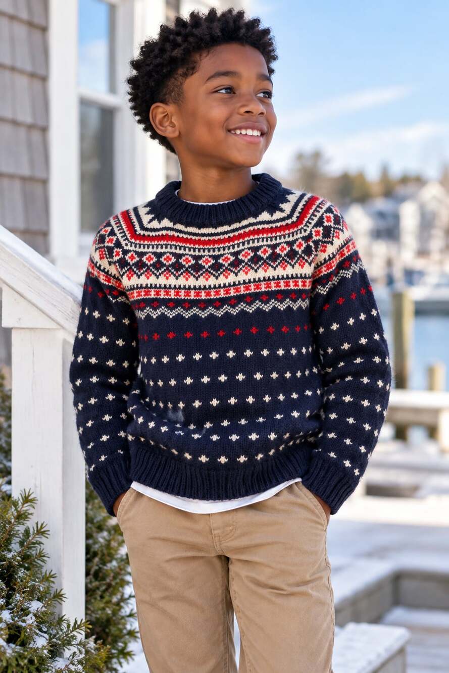 J.Crew 100% Lambswool Fair Isle Crew Neck Sweater